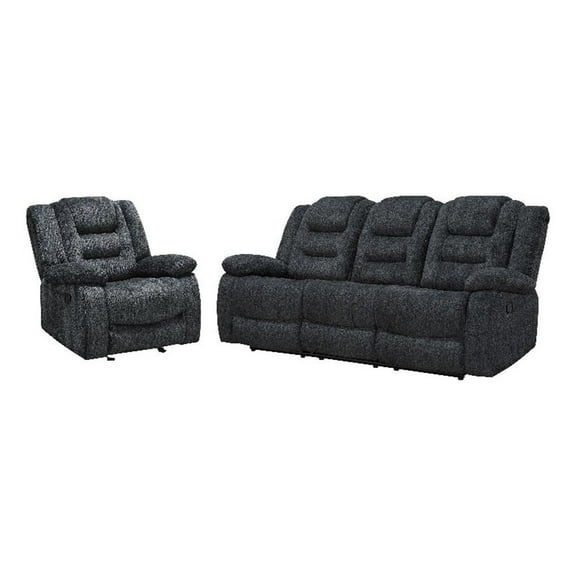 Pemberly Row Misty Storm Manual Glider Reclining Sofa and Recliner