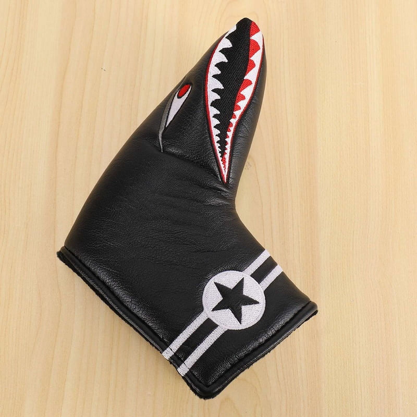 2Pc Black PU Leather with Embroidery Magnet Golf Blade Putter Cover Golf Club Putter Headcover,2 x Golf Putter Headcover,Black