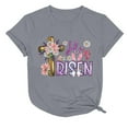 thumbnail image 3 of Uooqdmx Graphic Tees Women, Cotton Shirts for Women, Easter Shirt, He is Risen Flower Shirt T Shirt Egg Graphic Tee Top, Plus Size Tops for Women, Gray L, 3 of 3