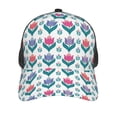 thumbnail image 2 of Picia Tulips Flowers Pattern Trucker Hat,Baseball Cap,Sun Protection Cap,Stylish Headwear,Leisure Cap,Outdoor Sports Cap, 2 of 7