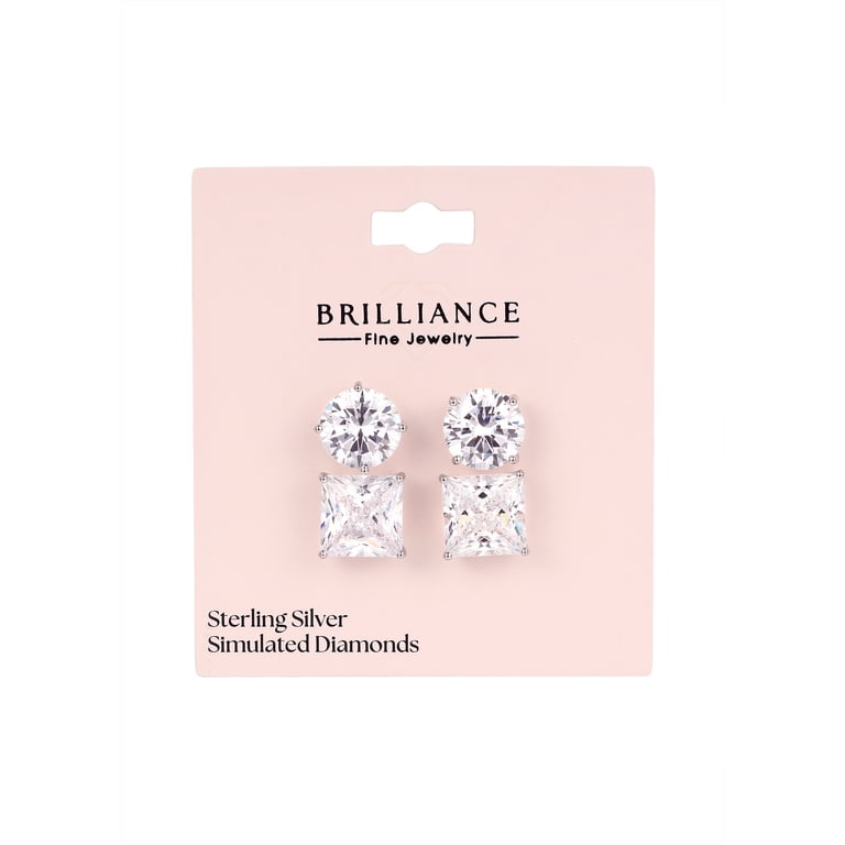 Brilliance Fine Jewelry Sterling Silver CZ Stud Earring Set photo 3