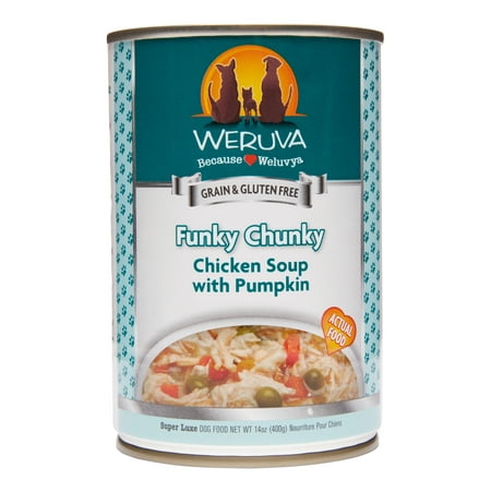 Weruva Human Style Grain-Free Funky Chunky Chicken Soup with Pumpkin Wet Dog Food, 14 Oz, 12