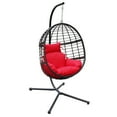 Abble Wicker Hanging Egg Chair with Cushion and Stand Black
