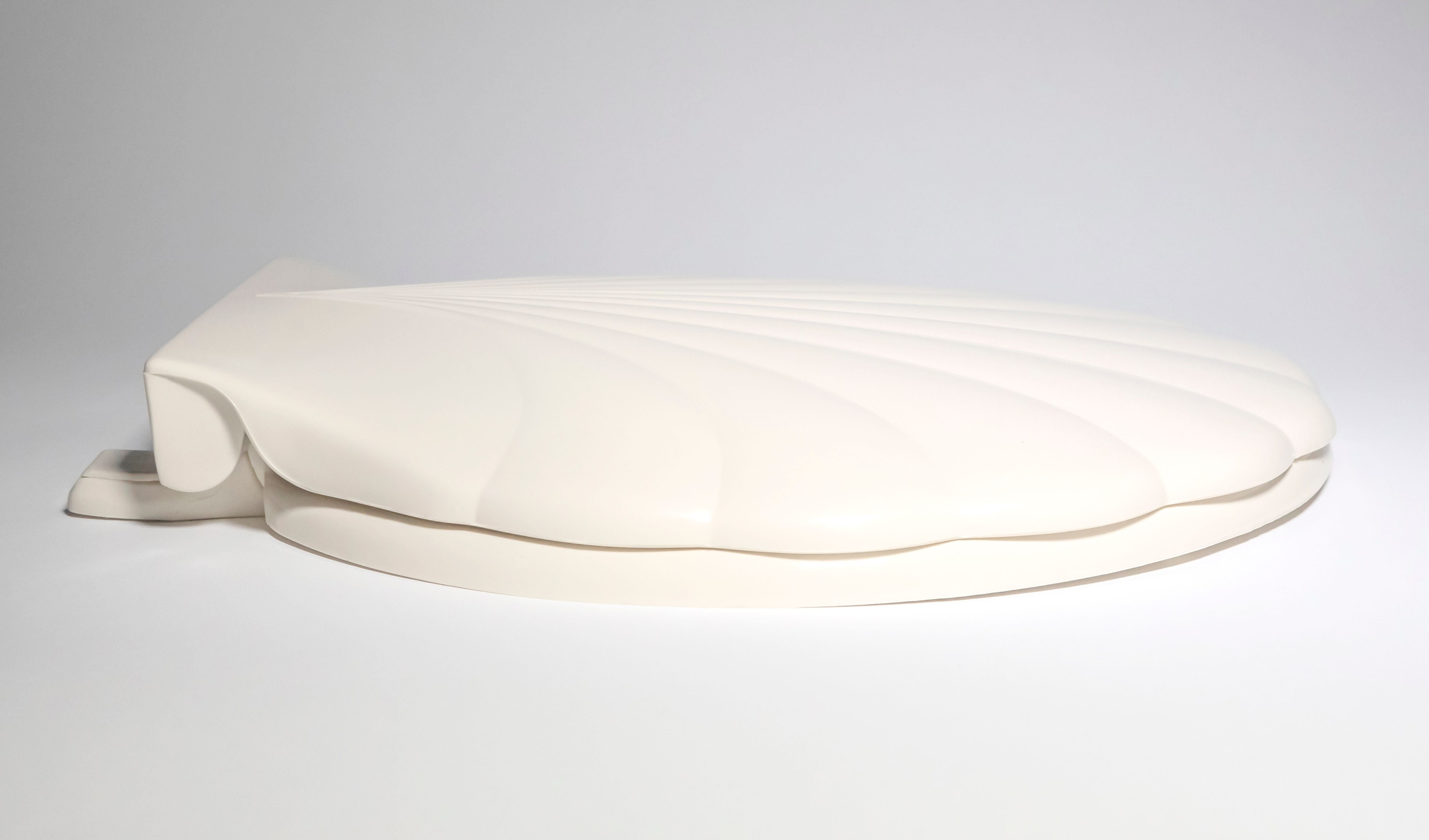 Centoco HP30SLC-106 Sea Shell Design Round Plastic Toilet Seat with Lift & Clean, Bone