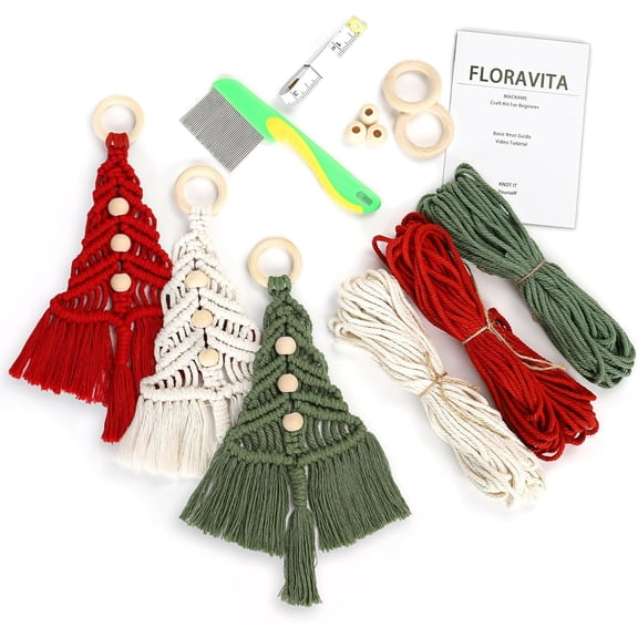 Christmas Tree Macrame Kit for Beginners – Complete DIY Wall Hanging Craft Set with Easy Instructions, Perfect Holiday Gift for Adults & Teens, Christmas Decor Activity