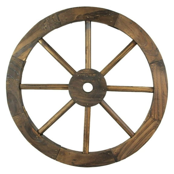 Collections 16 Inch Diameter Wooden Wagon Wheel Decorative Wall Hanging, Brown, One Size