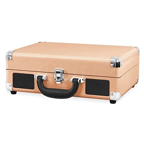 Victrola Vintage de 3 Velocidades Bluetooth Portátil Maleta Tocadiscos con Altavoces Incorporados Melocotón VSC-550BT-TPG