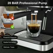 Fyydes Espresso Machine 20 Bar, 1.5L Water Tank with Milk Frother Steam, Stainless Steel Coffee Maker for Espresso, Latte, Mocha, Americano, 1050W, Silver