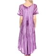 thumbnail image 2 of Sakkas Yasmin Tie Dye Embroidered Sheer Cap Sleeve Sundress | Cover Up - Purple - One Size Regular, 2 of 5