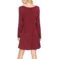 thumbnail image 3 of AULOA Women's Long Sleeve Casual Tunic Dress, Loose Relaxed T Shirt Fabric, Stylish and Fashion Forward (S, Maroon), 3 of 4