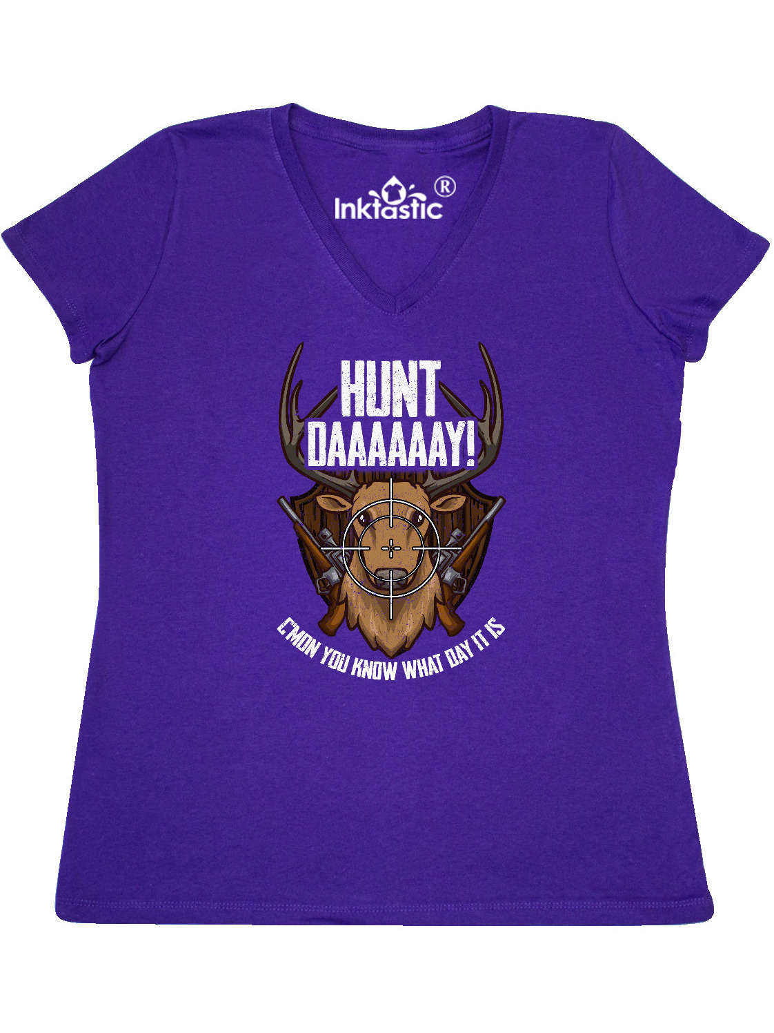 INKtastic Deer Hunting Funny Hunt Day Women's VNeck TShirt
