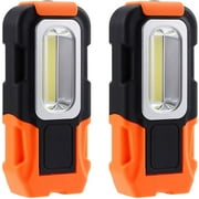 Portable LED Work Light, COB Flood Lights, Job Site Lighting, Super Bright Waterproof for Outdoor Camping Hiking Car Repairing Fishing Workshop Battery Included with Emergency(2pcs)