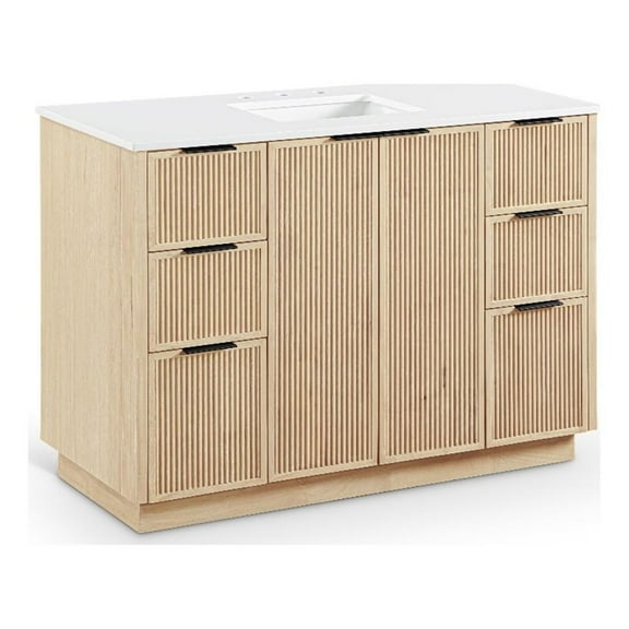 Meridian Furniture Willard 48" Natural Engineered Stone Bathroom Vanity