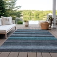 thumbnail image 4 of HomeRoots 623251 10 x 14 ft. Teal, Blue & Gray Striped Washable Transitional Indoor & Outdoor Rectangle Area Rug, 4 of 9