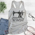 thumbnail image 2 of Sewing Mends The Soul Tank Top, Ladies Racerback Tank Top, Crafting Tank, Sewing Tank, Sewing Machine Tank, Silver Gray, Large, 2 of 3