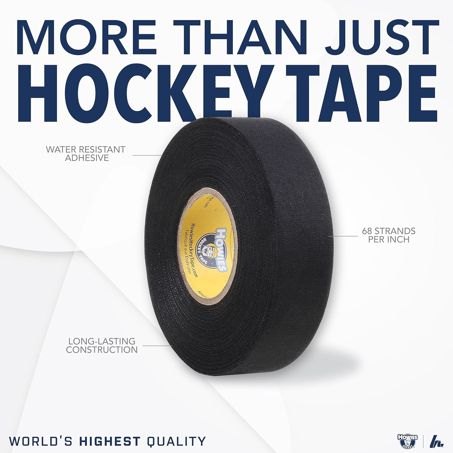 Howies Hockey - 1.5" White or Black Cloth Stick Tape Bulk - 9 Pack - Strong Grip, Long-Lasting Adhesive Stick Tape for Sports - 1.5" x 15 Yards - Professional Quality