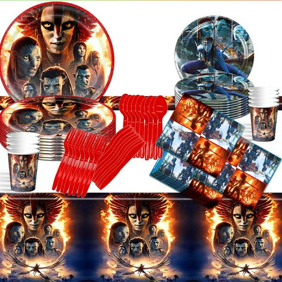 Avatar Fire and Ash Party Tableware Set Plates Cup Kit Birthday Supplies Decorations Disposable Dinnerware