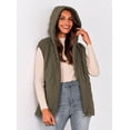 thumbnail image 4 of Chaleco para Mujer PRETTYGARDEN 2025 con Capucha Sin Mangas Verde Militar XL, 4 of 8