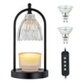 thumbnail image 4 of Candle Warmer Lamp with Timer, 3-Level Dimmable Candle Lamps Vintage Glass Shade, Candle Warmer Light Wax Melt Warmer for Scented Wax, Black Warmer Lamp for Women Home Decor (2 Bulbs Included), 4 of 8