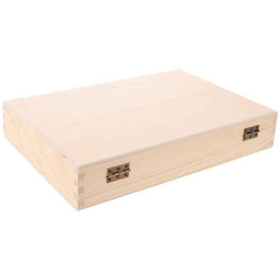 OUNONA Vintage Rectangular Wooden Hinged Lid Storage Box for Jewelry and Crafts