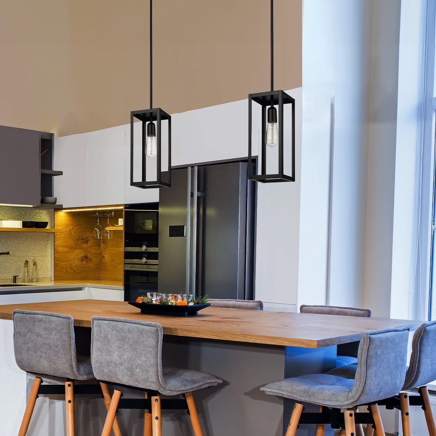 Globe Electric 1-Light Matte Black Open Shade Pendant Light