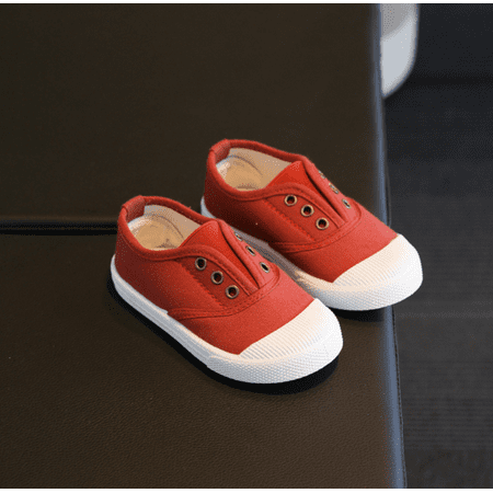 

Toyella Applicable children s canvas shoes spring new boys shoes girls single shoes cloth shoes casual shoes baby shoes small Wine red 29length17.5cm