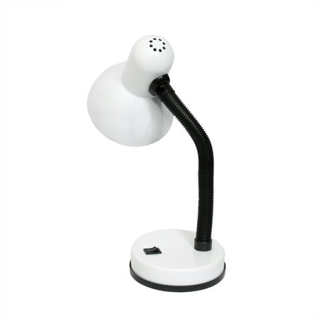 Simple Designs - Basic Metal Desk Lamp with Flexible Hose Neck - White