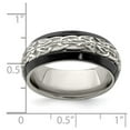 thumbnail image 2 of Black Titanium With 925 Sterling Silver Patterned Casted 9mm Band Size 8 Ring for Women and Men, 2 of 2