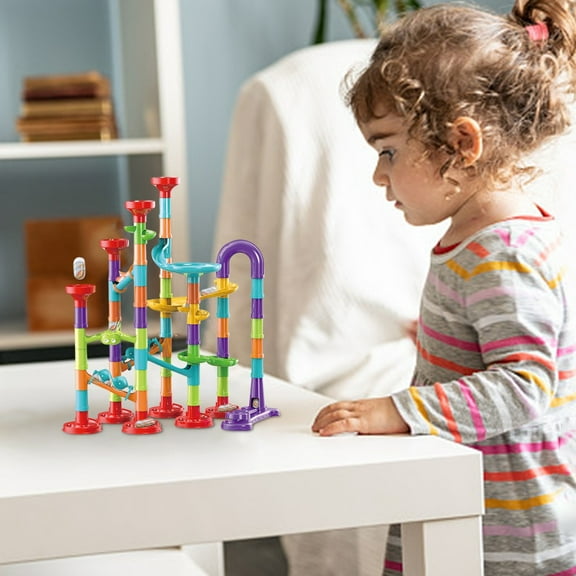 93PCS Catapult Track Ball Slide Building Blocks – DIY Marble Run Maze Educational Toy Set for Kids Ages 3-12