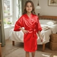 thumbnail image 3 of REDARER Kids' Satin Kimono Robe - Soft Lightweight Bathrobe for Spa, Elegant Solid Color Sleepwear for Boys & Girls,Size:5-6 Years, 3 of 4