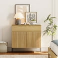thumbnail image 2 of Modern Minimalist Wood Nightstand with 3 Drawers ,31.5" Large End Table,Reeded Design Bedside Table for Bedroom, Living Room,Entryway, 2 of 9