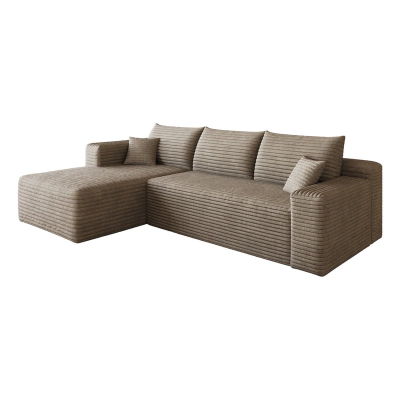 94" Modular Sectional Sofa, Modern Corduroy Cloud Couch with Side Pockets, Boneless Couch Upholstered 3-Seater L-Shaped Sofa for Living Room, Left Facing Chaise