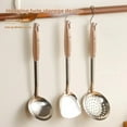 thumbnail image 6 of Stainless Steel Kitchen Utensil Set | 4 Piece Heavy Duty Cooking Tools – Spatula Turner Soup Spoon Strainer | Heat Resistant Ergonomic Faux Wood Handles | Durable Scratch Safe | 14.6" Length | Silver, 6 of 9