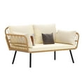 thumbnail image 3 of Craftian All-Weather Wicker Outdoor Loveseat with Soft Cushion, 2-Seat Rattan Sofa - Beige, 3 of 9