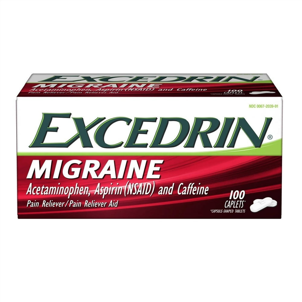 Excedrin Migraine Caplets for Migraine Pain Relief, 100 ct Walmart