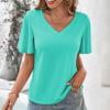 thumbnail image 1 of Blouse Décontractée à Manches Courtes et Col en V pour Femmes, Légère et Douce en Polyester, pour Usage Quotidien, Fête, Travail, Vacances, Printemps Automne, 1 of 6