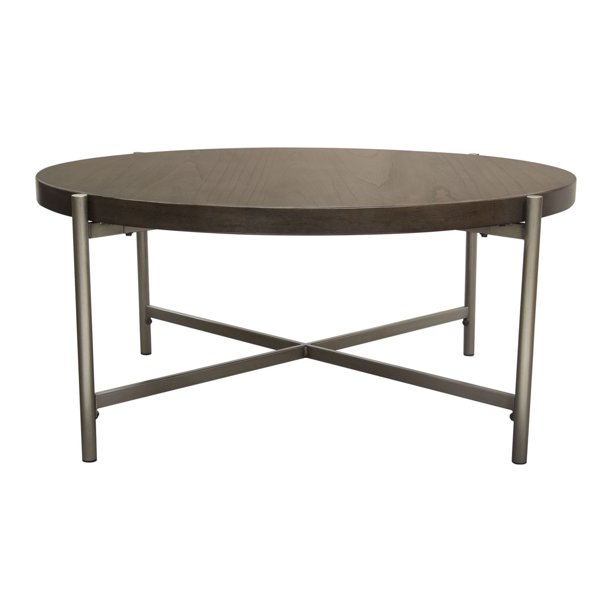 Diamond Sofa Atwood 40" Round Cocktail Table with Grey Oak Veneer Top