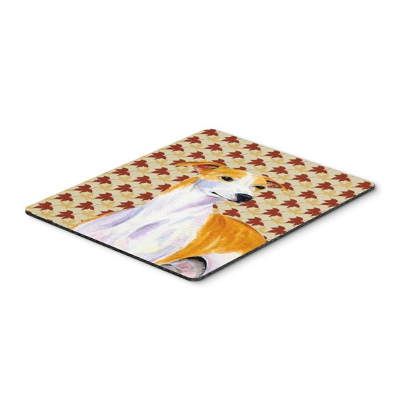 "Whippet Fall Leaves Portrait Mouse Pad Hot Pad or Trivet"