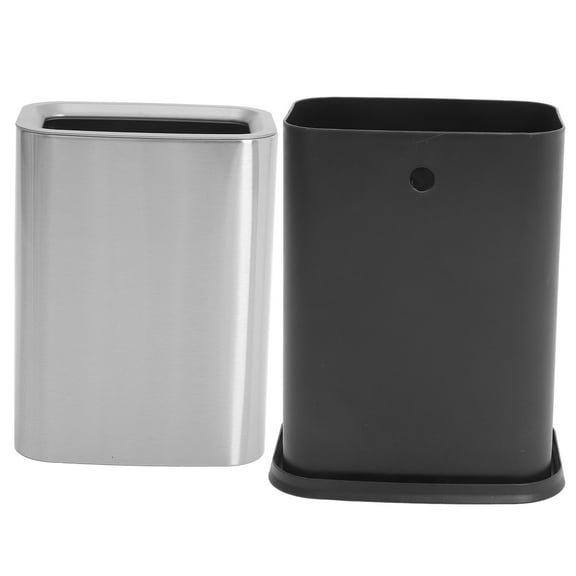 Chrome Trash Can Wastebasket Stainless Steel Office