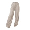 thumbnail image 6 of Women Wide Leg Pants High Waisted Business Casual Work Trousers Dressy Pants with Pockets by Yigetop White S, 6 of 6