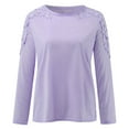 thumbnail image 4 of Samickarr Pullover Sweaters For Womens Trendy Dressy Business Casual Loose Fit Tunic Tops To Wear With Leggings Women Solid O-Neck Lace Hollow Out Long Sleeve Pullover Slimming Blouse T-Shirt Tops, 4 of 6