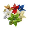 thumbnail image 2 of 6Pcs Christmas Glitter Artificial Poinsettia Flowers Xmas Poinsettia Artificial Wedding Flowers Decorations Xmas Tree Ornaments for Party Favors, 10inch, 2 of 6