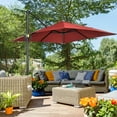 thumbnail image 2 of Outsunny Parasol Suspendu Déporté Carré 8'x8' pour Patio avec Base en Croix Rouge Vin, 2 of 9