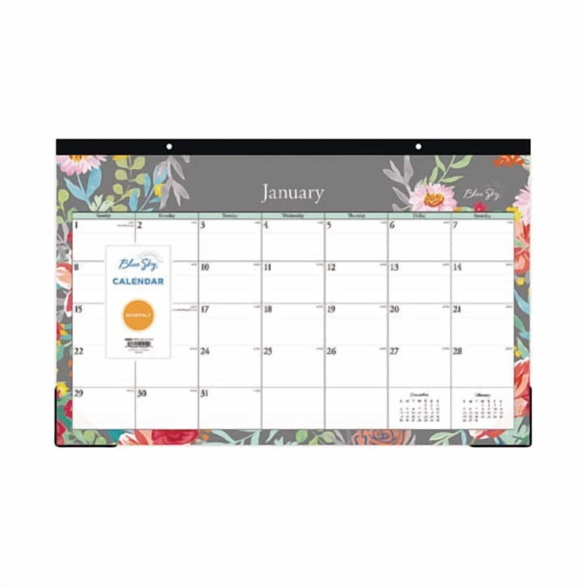 Sophie Desk Pad, Floral Artwork, 17 x 11, Multicolor Sheets, Black Binding, Clear Corners, 12-Month (Jan to Dec): 2026 | Bundle of 2