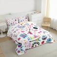 thumbnail image 3 of Manfei Chic Disco Ball Queen Comforter Set,Girls Music Guitar Bedding Sets,Pink Bowtie Bow Knot Bedding Comforter Set For Kids Teens,Super Cozy Room Decor Reversible,3pcs, 3 of 8