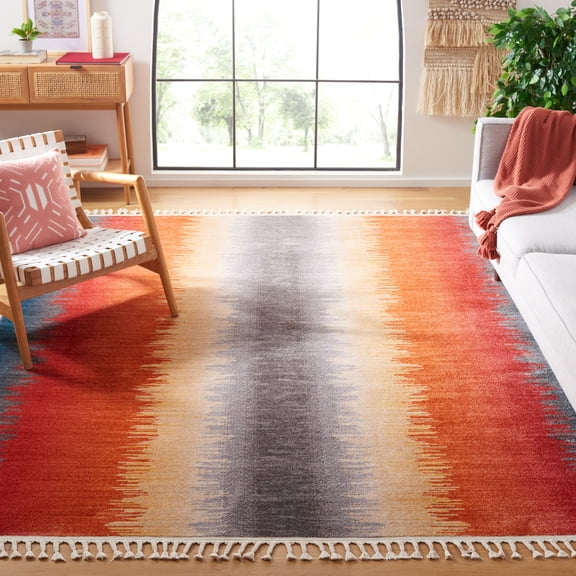Safavieh Farmhouse Bridger Striped Area Rug, Navy/Orange, 8' x 10'