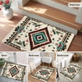 thumbnail image 6 of 2x3 Washable Entryway Rug, Ethnic Style Pattern Non-Slip Area Rug for Front Door Kitchen Bathroom, Retro Abstract Green Brown Weaving Art Indoor Floor Mat for Home Decor, 6 of 9