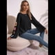 thumbnail image 4 of Suéteres de Larga de Crochet con Estampado Floral Bohemio Clásico para Mujer, Jerseys Casuales de Punto para Otoño e Invierno, Blusas Básicas. Negro M, 4 of 7