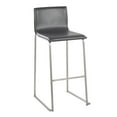 thumbnail image 2 of Mara Contemporary Barstool In Stainless Steel And Grey Faux Leather - Set Of 2, 2 of 7