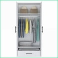 thumbnail image 2 of Armoires & Wardrobes | Rio Double Door Armoire with Hanging Rod, 71” High | White | Particle Board, 2 of 14